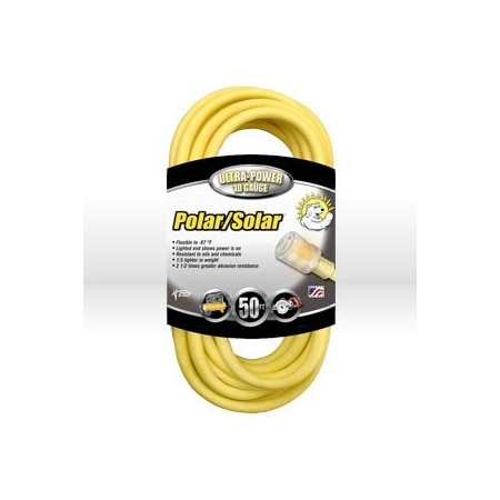 Southwire SJEOW Extension Cord, 10 AWG, Outdoor, 10/3, 1 Outlets, 5-15R, Yellow, 5-15P, 50 ft 01788